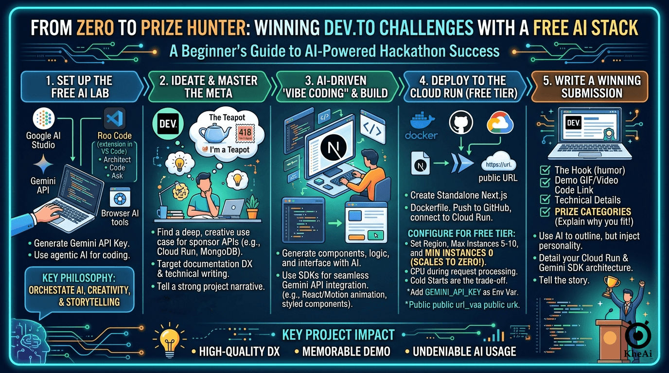 From Zero to Prize Hunter: Winning Dev.to Challenges with a Free AI Stack