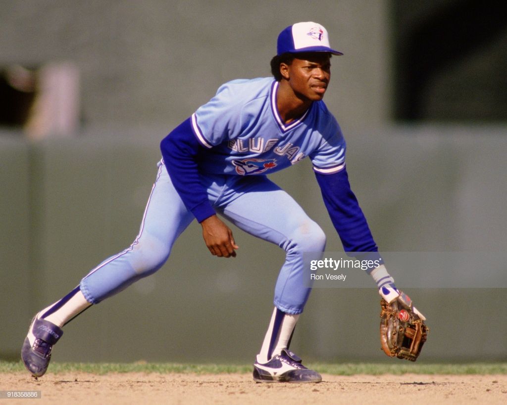 CHICAGO - 1988: Tony Fernandez of the Toronto Blue Jays fields during an MLB game against the Chicago White Sox at Comiskey Park in Chicago, Illinois during the 1988 season. (Photo by Ron Vesely/MLB Photos via Getty Images)