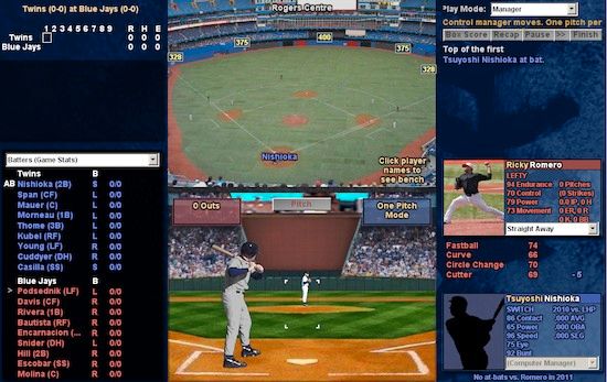 Simulator baseball mogul