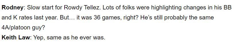 Keith Law on Rowdy Tellez