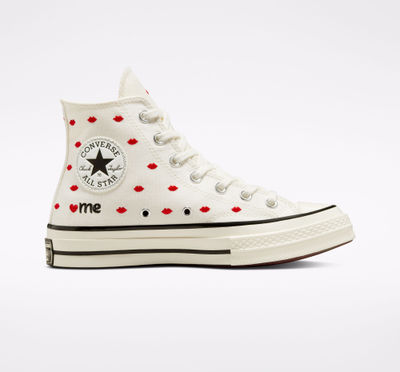 Converse Chuck 70 High Embroidered Lips 'Love Me' Vintage White A01601C Converse Chuck 70 High Embroidered Lips 'Love Me' Vintage White A01601C