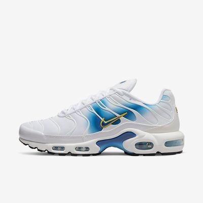 Nike Air Max Plus 'Spray Paint Swoosh' White Blue DX8962-100 Nike Air Max Plus 'Spray Paint Swoosh' White Blue DX8962-100