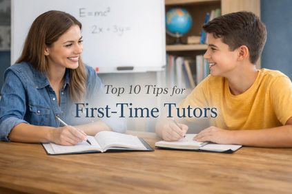 First-time tutor helping a student study during a one-to-one lesson