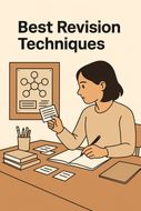 Student using the best revision techniques, including flash cards, active recall, and focused study.