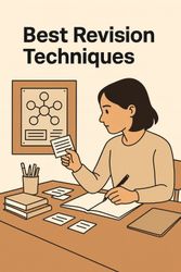Student using the best revision techniques, including flash cards, active recall, and focused study.