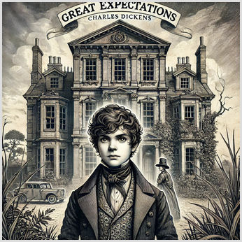 Great Expectations Book Cover Illustration A detailed illustration of the book cover for