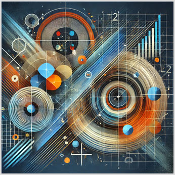 Abstract Representation of HCF and LCM in Mathematics Abstract educational-themed image featuring overlapping circles, geometric shapes, and numerical patterns, symbolising mathematical concepts like Highest Common Factor (HCF) and Lowest Common Multiple (LCM).
