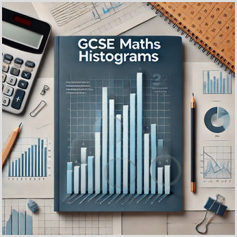 A visually engaging cover image for a GCSE Maths blog post about histograms. The image features a clean, modern histogram graph with bars in shades of blue, set against a subtle mathematical grid background. A calculator and pencil are placed beside the histogram, symbolizing problem-solving and study.