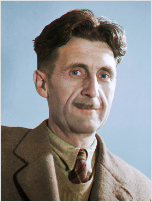 George Orwell | teacher-turned-writer Portrait of George Orwell in a brown coat and tie; he taught at London schools before writing Animal Farm and 1984.