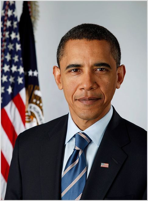 Barack Obama - former law lecturer and U.S. President Official portrait of Barack Obama in suit and tie with U.S. flag; he lectured in constitutional law before politics.