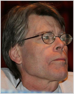 Stephen King - former English teacher turned bestselling author Close-up of Stephen King wearing glasses at a public event; before fame he taught English in Maine.