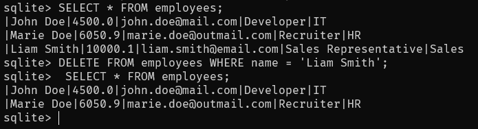 lg delete with where in table sqlite