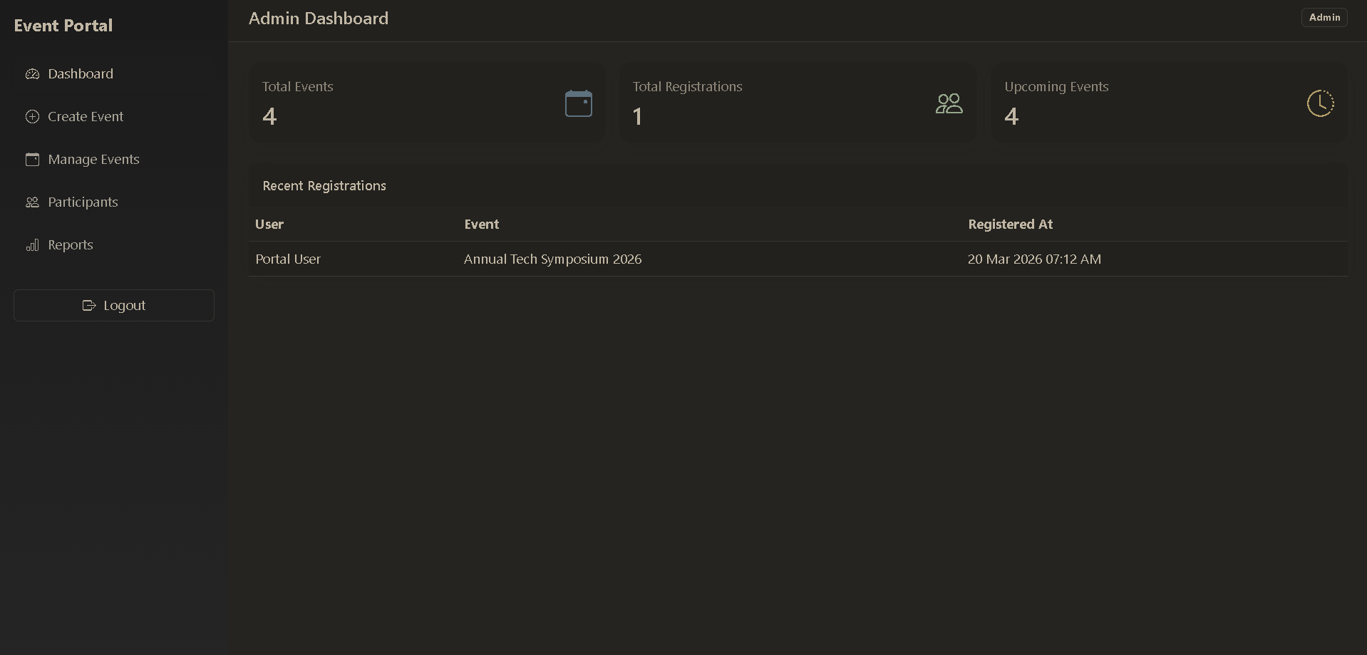 Event Management & Registration Portal screenshot
