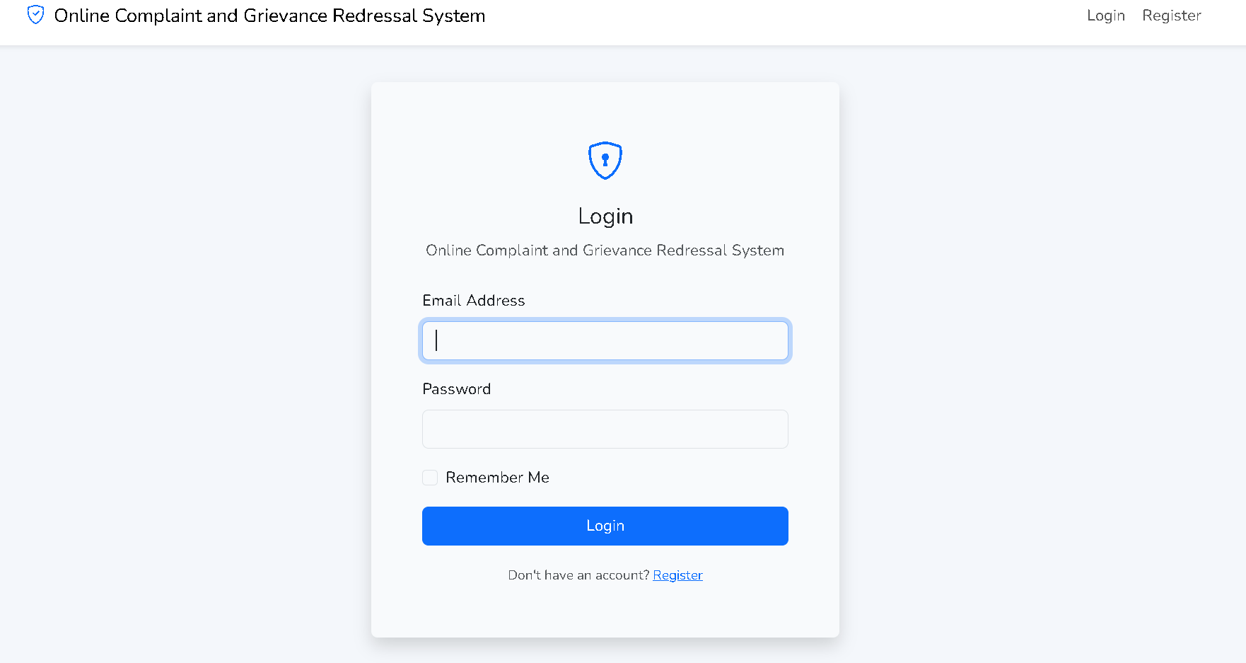 Online Complaint and Grievance Redressal System screenshot 3