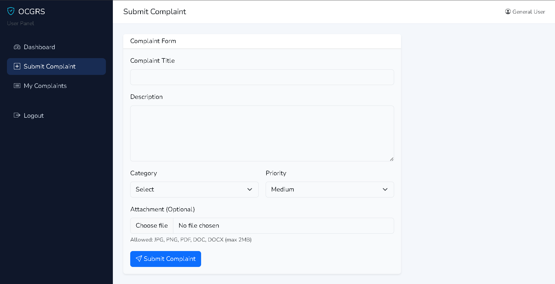 Online Complaint and Grievance Redressal System screenshot 8
