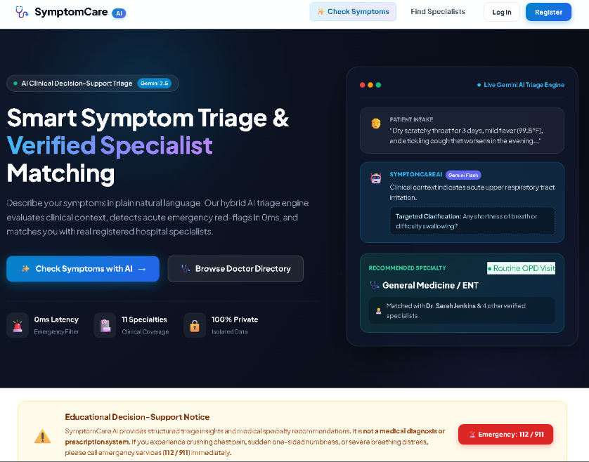 AI Symptom Checker & Doctor Recommendation Platform screenshot