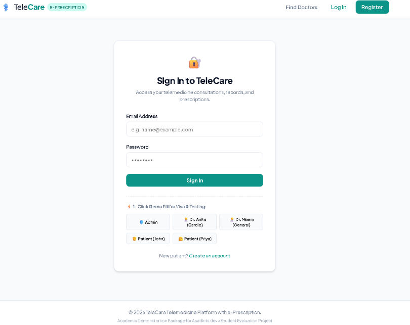 TeleCare — Telemedicine Platform with Tamper-Resistant e-Prescription Module screenshot 3