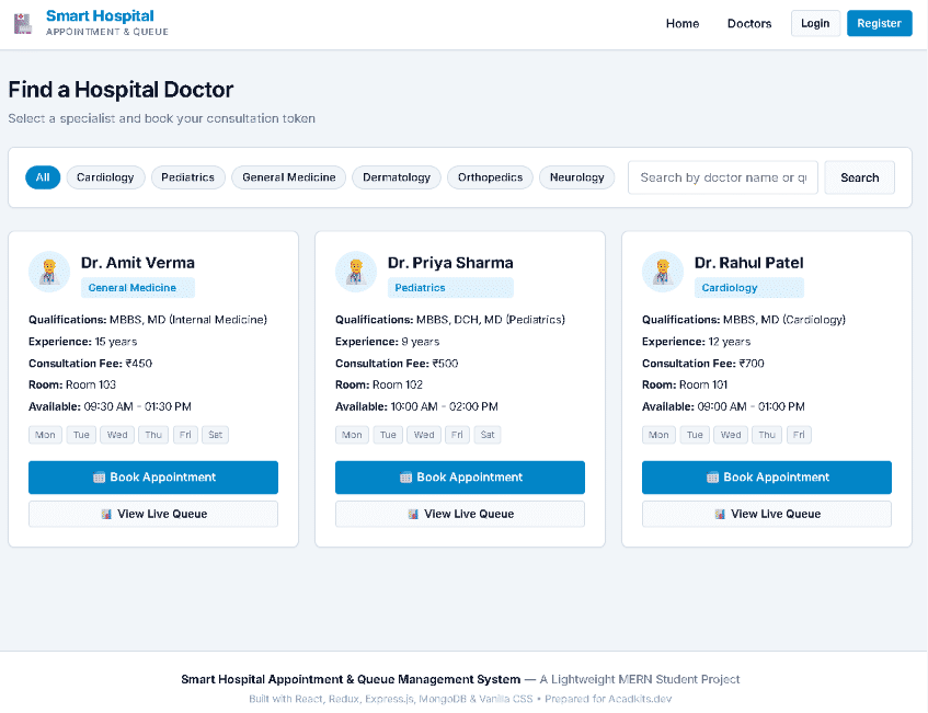 Smart Hospital Appointment & Queue Management System screenshot 3