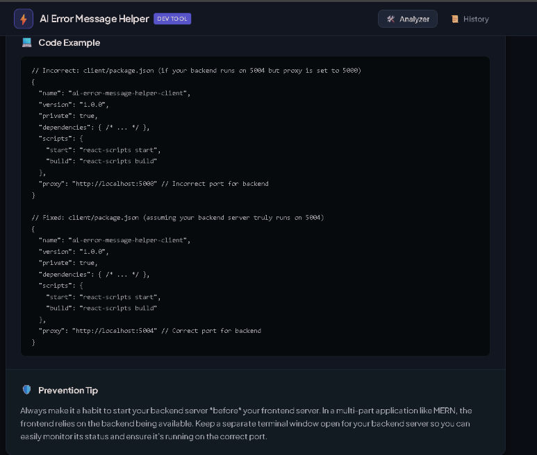 AI Error Message Helper - MERN Stack Developer Debugging Tool screenshot 4