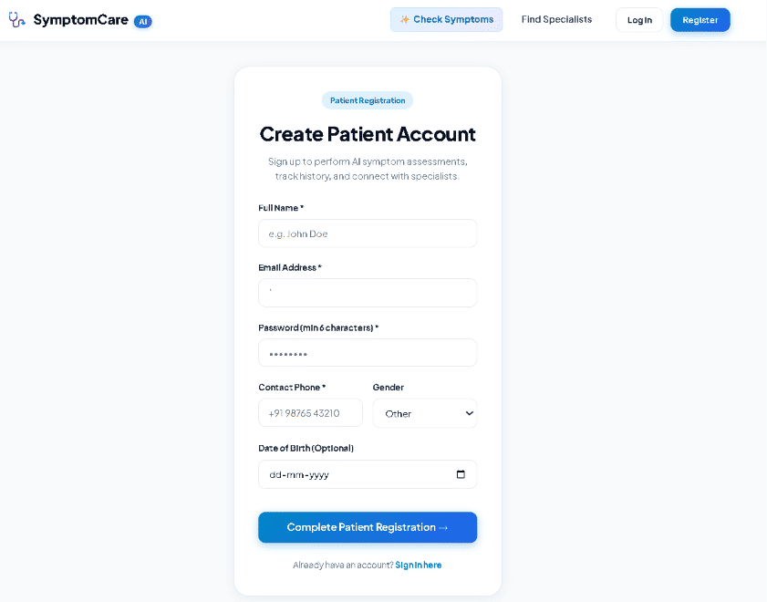 AI Symptom Checker & Doctor Recommendation Platform screenshot 4