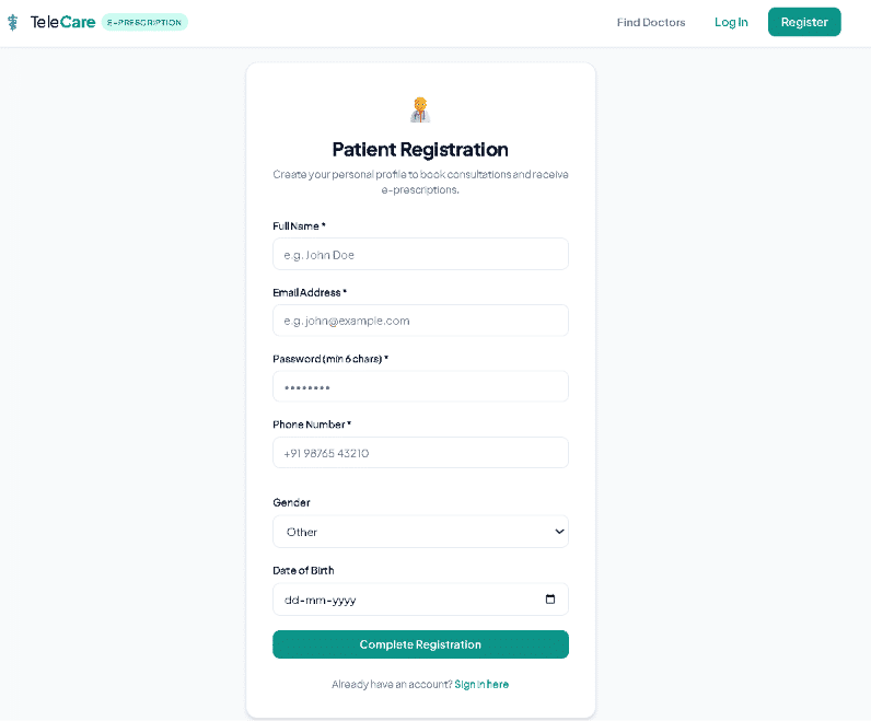TeleCare — Telemedicine Platform with Tamper-Resistant e-Prescription Module screenshot 4