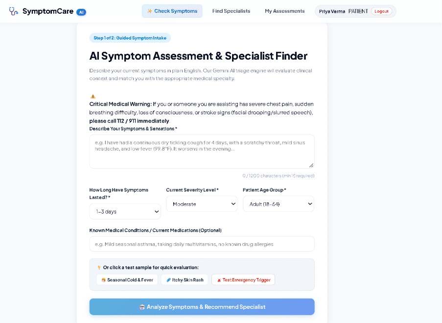 AI Symptom Checker & Doctor Recommendation Platform screenshot 5
