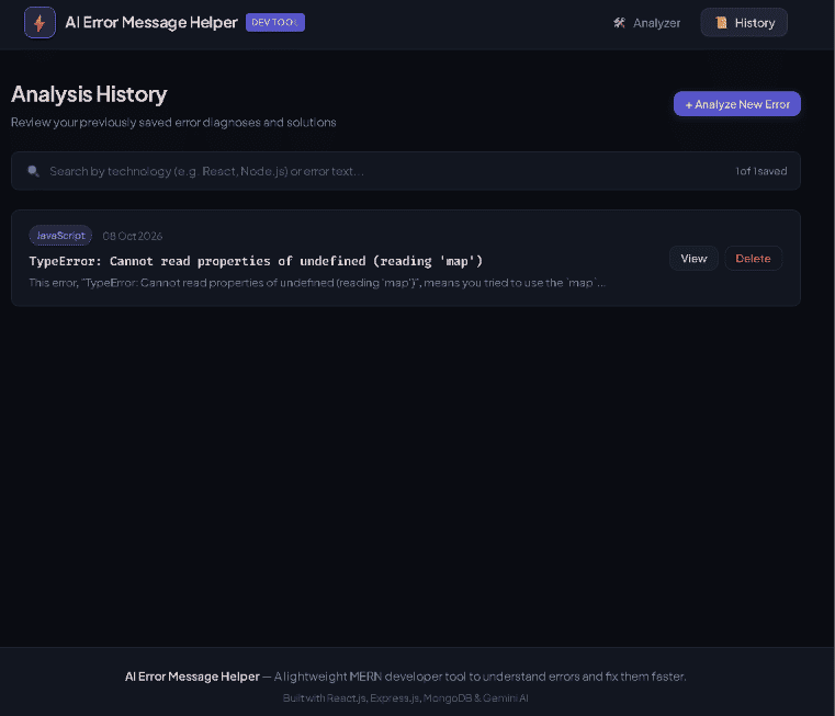 AI Error Message Helper - MERN Stack Developer Debugging Tool screenshot 5