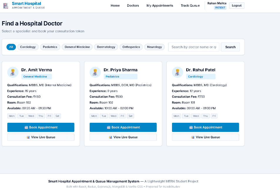 Smart Hospital Appointment & Queue Management System screenshot 6