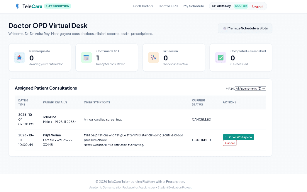 TeleCare — Telemedicine Platform with Tamper-Resistant e-Prescription Module screenshot 7