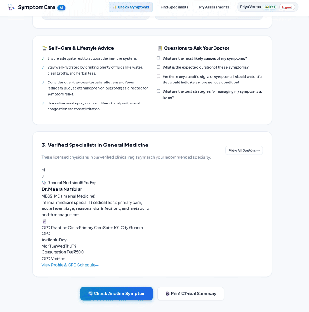 AI Symptom Checker & Doctor Recommendation Platform screenshot 8