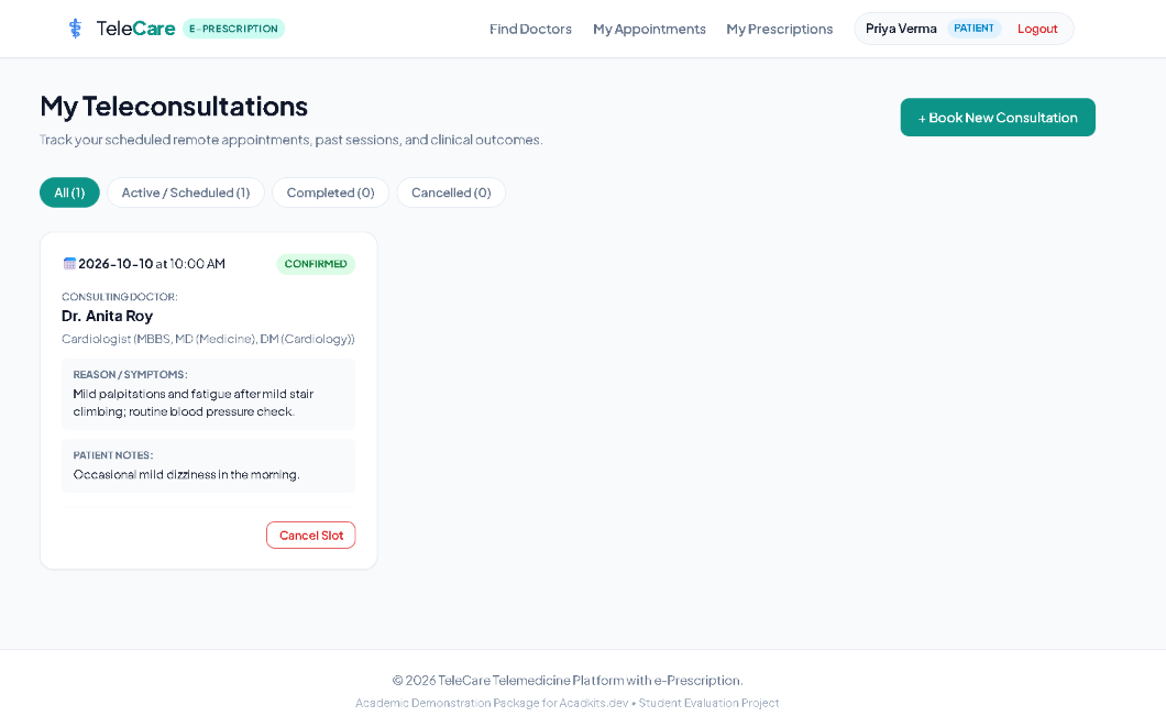 TeleCare — Telemedicine Platform with Tamper-Resistant e-Prescription Module screenshot 9