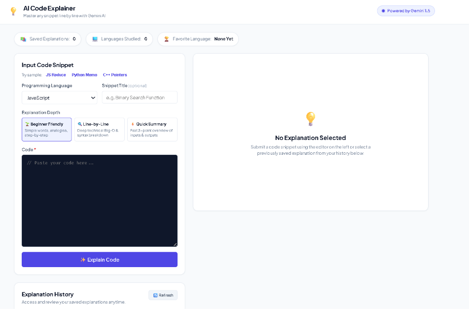 AI Code Explainer - Gemini-Powered MERN Developer Tool screenshot 4