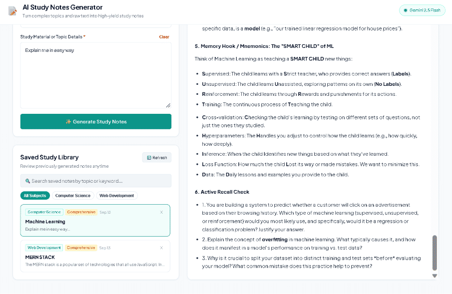 AI Study Notes Generator - Gemini-Powered MERN Learning Suite screenshot 5