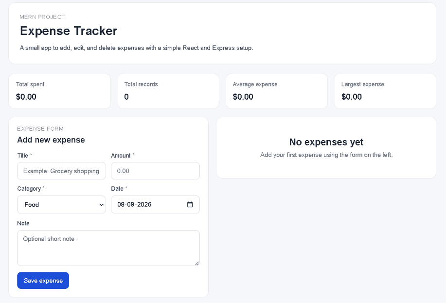 Expense Tracker - MERN Stack screenshot