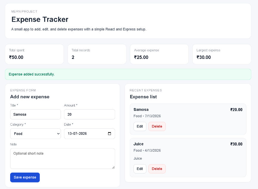Expense Tracker - MERN Stack screenshot 2