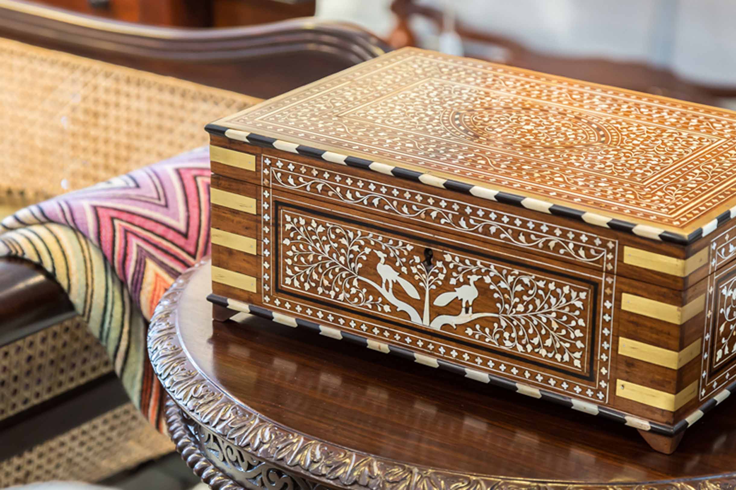 Antique Stores in Singapore - Inlaid Writing Box - The Past Perfect Collection