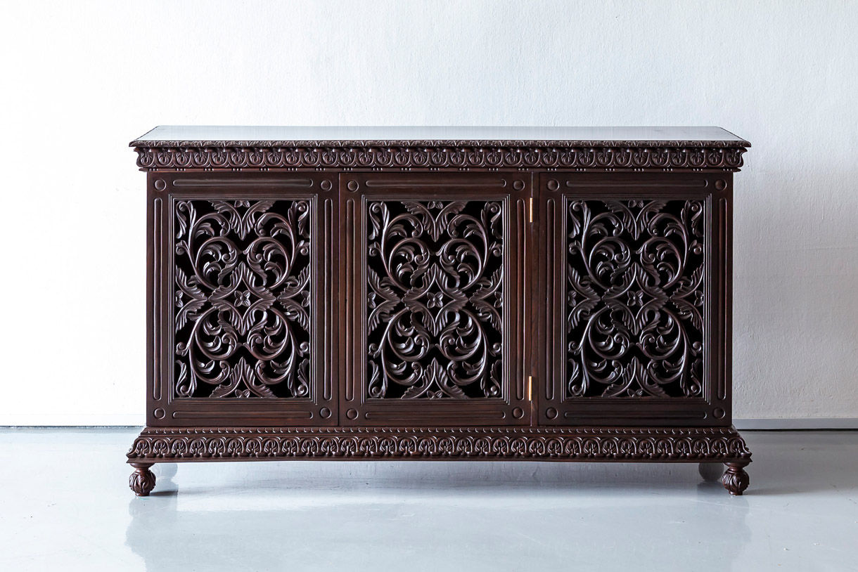 Floral Carving on Antique Furniture - Rosewood Sideboard - The Past Perfect Collection - Singapore