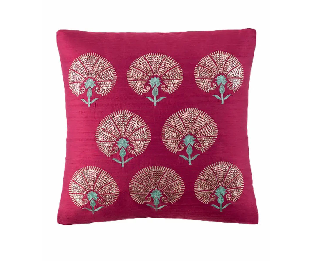 Omar Silk (Cerise) Good Earth Cushion The Past Perfect Collection