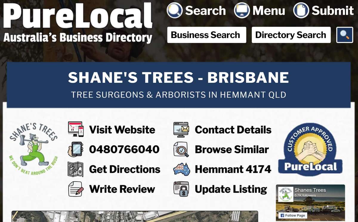 Business directory listing for Shane's Trees