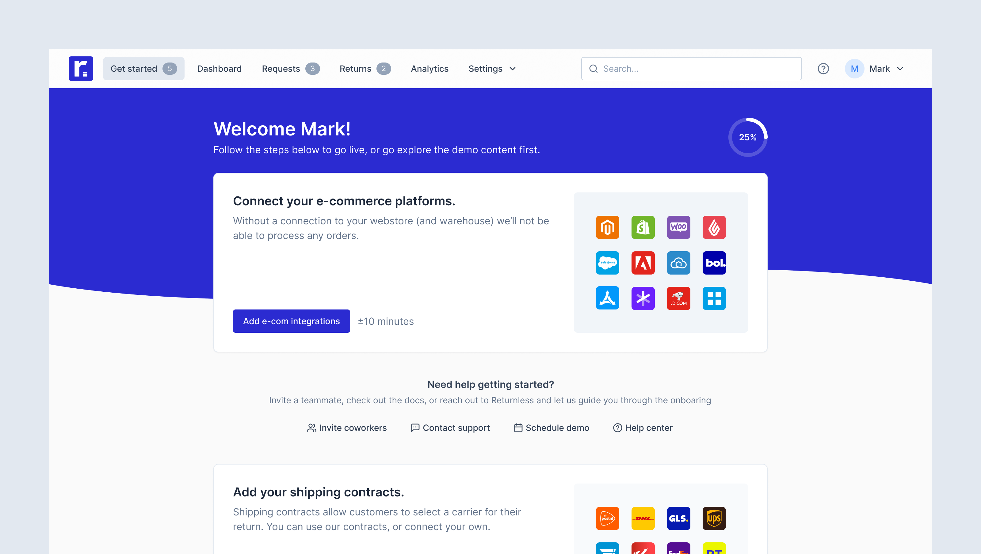 Get started onboarding screen