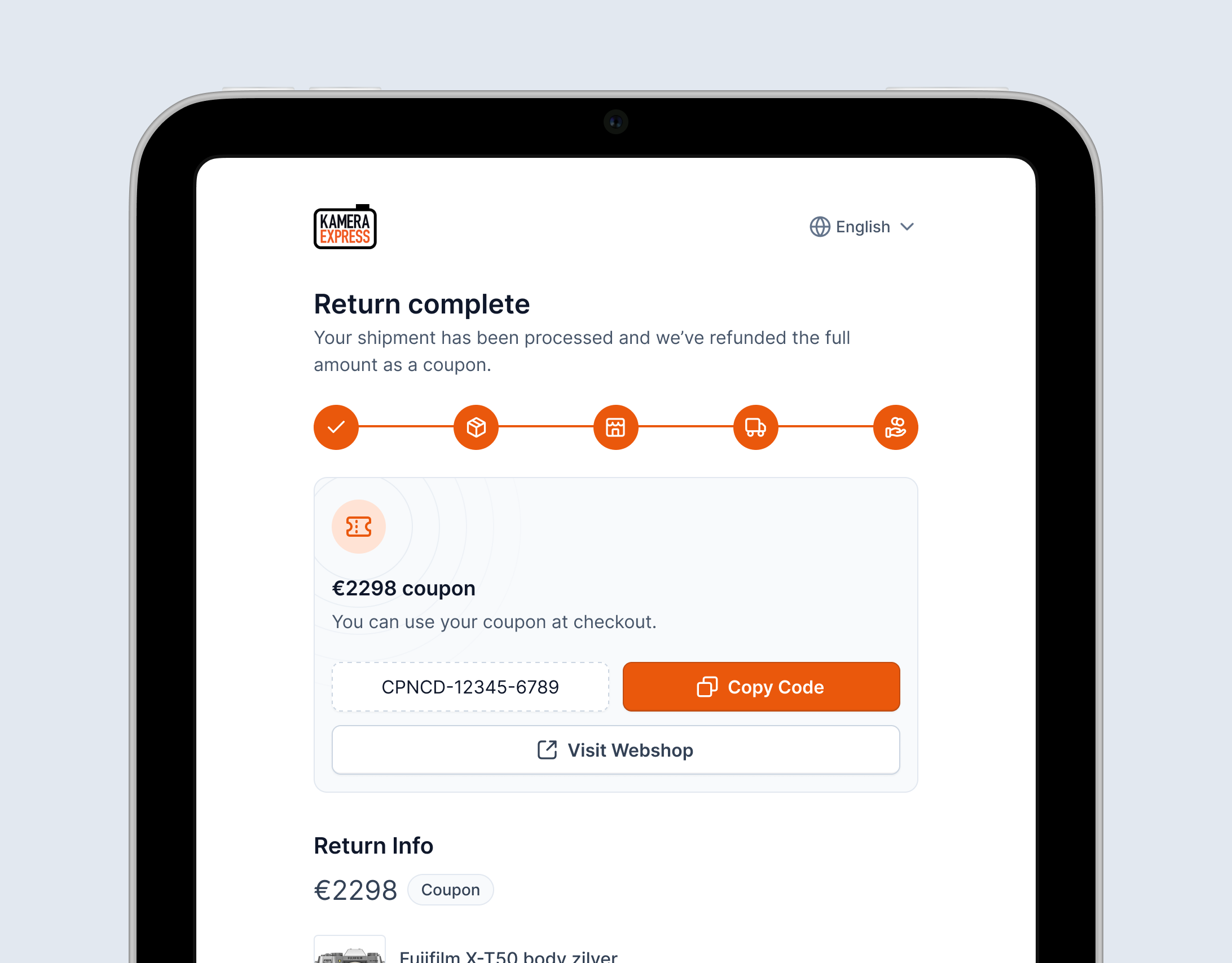 Return page on iPad mini