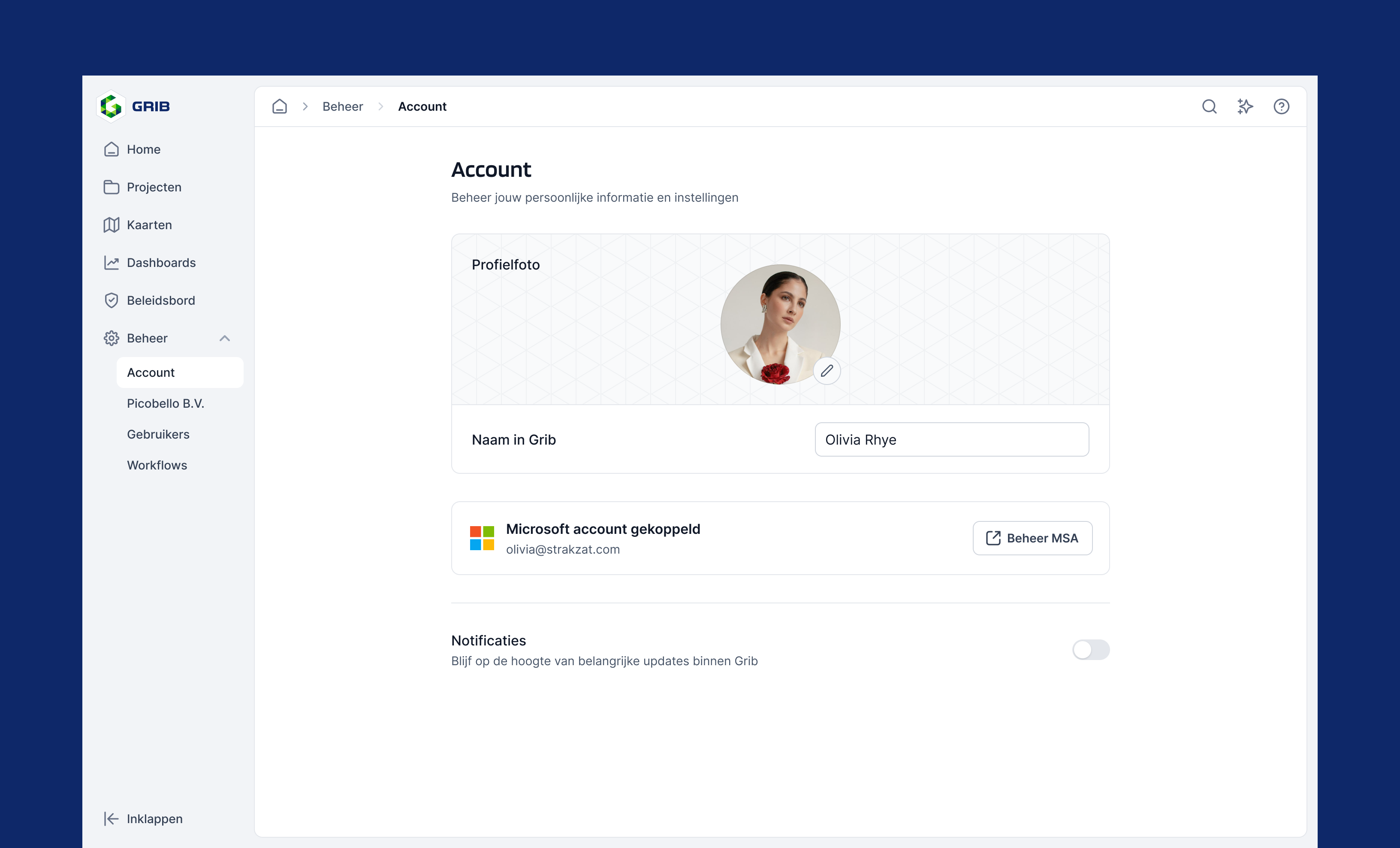 Grib’s user settings