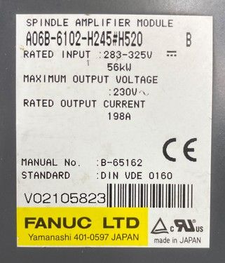 A06B-6102-H245#H520 | FANUC Spindle Amplifiers A06B-6102-H245#H520 | FANUC Spindle Amplifiers