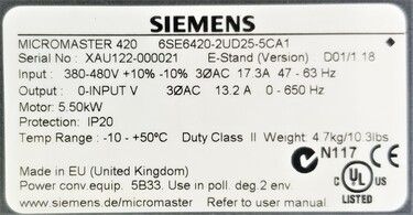 Siemens New In Box 6SE6420-2UD21-5AA1 / 6SE6 420-2UD21-5AA1 PLC Module