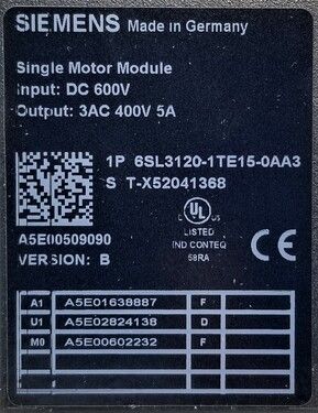 Siemens Sinamics Single Motor Modul GJ276 – 6SL3120-1TE23-0AA3, Version D, Gebraucht
