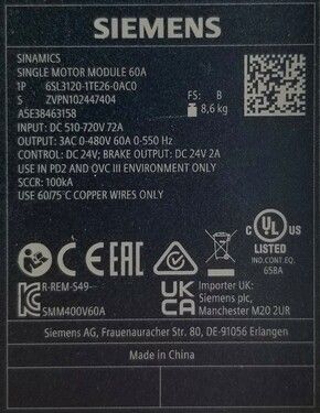 Produktbild von Siemens 6SL3120-1TE26-0AA1 SINAMICS Single Motor Module – Gebraucht In Maxo-Verpackung