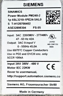 6SL3210-1PE24-5UL0 1PC Neu Siemens INVERTER 6SL3210-1PE24-5UL0