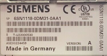 Siemens Simodrive 6SN1118-0DM31-0AA1 | Versione B | Azionamento Usato Revisionato