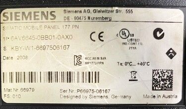 ※※※ ナスシオバラさん専用 ※※※CPH 8 PANEL Siemens 6AV6645-0BB01-0AX0 Operator Panel – 12