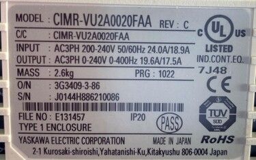 CIMR-VU2A0020FAA | Yaskawa AC Drives CIMR-VU2A0020FAA | Yaskawa AC Drives